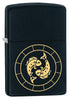 Front shot of Pisces Zodiac Sign Design Black Matte Windproof Lighter standing at a 3/4 angle