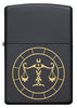 Front of Libra Zodiac Sign Design Black Matte Windproof Lighter