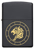 Front of Leo Zodiac Sign Design Black Matte Windproof Lighter