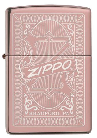 Front of Reimagine Zippo High Polish Rose Gold Windproof Lighter
