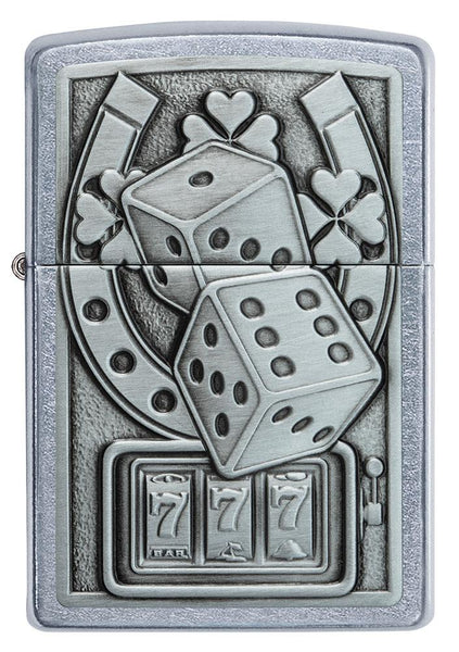 Front of Lucky 7 Emblem Street Chrome™ Windproof Lighter