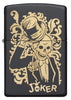 Front view of the Joke Skeleton Tipping Hat with Bronze Swirls on Black Matte Lighter