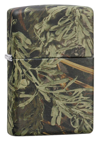 Front view of the Zippo Realtree Pattern Lighter shot at a 3/4 angle