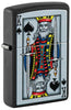 Front shot of Zippo King of Spade Design Windproof Lighter standing at a 3/4 angle.