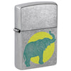 Front shot of Elephant Design Windproof Lighter standing at a 3/4 angle.
