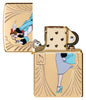 Zippo Windy 85th Anniversary Collectible Armor High Polish Brass Windproof Lighter with its lid open and unlit.