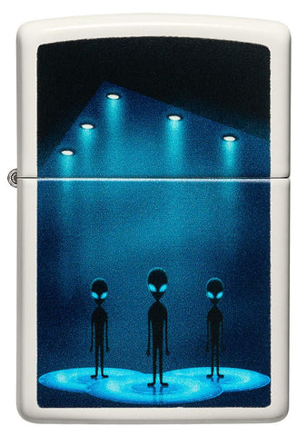 Front shot of Aliens Design Glow-In-the-Dark Windproof Lighter.