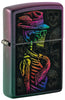 Front shot of Colorful Skull Design Iridescent Windproof Lighter standing at a 3/4 angle