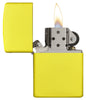 Classic Matte Lemon Windproof Lighter with its lid open and lit
