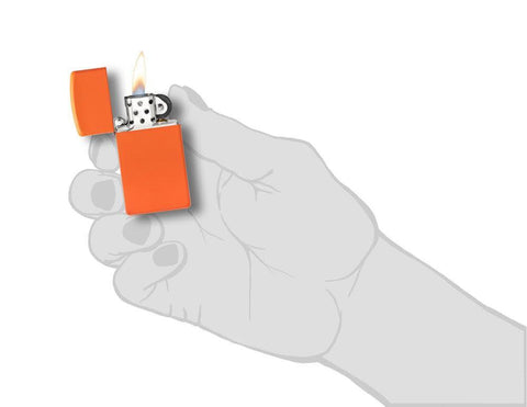 Slim® Orange Matte Windproof Lighter in hand