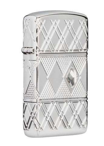 Front view of the Diamond Pattern Design Lighter shot at a 3/4 angle 