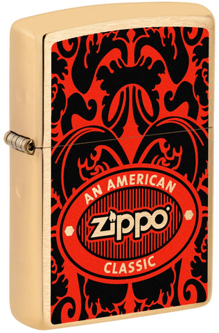 Front view of Zippo American Classic Windproof Lighter standing at a 3/4 angle.