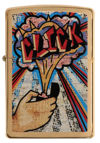 Front of Zippo Click Brushed Brass Windproof Lighter