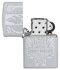 Harley-Davidson® Luster Etch Satin Chrome Windproof Lighter with its lid open and unlit.