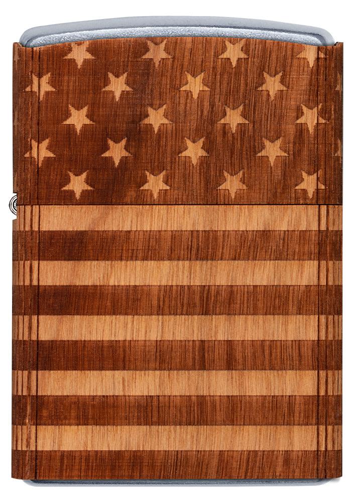 Front shot of WOODCHUCK USA American Flag Wrap Windproof Lighter