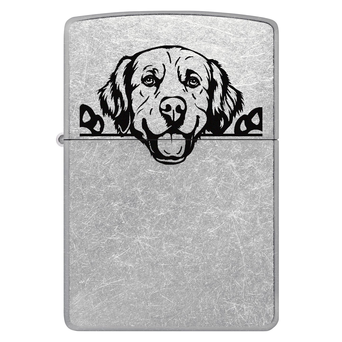 Front shot of Golden Retriever Design Windproof Lighter.