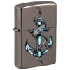 Front shot of Tattoo Anchor Windproof Lighter standing at 3/4 angle.