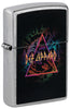 Front shot of Def Leppard Design Street Chrome™ Windproof Lighter standing at a 3/4 angle