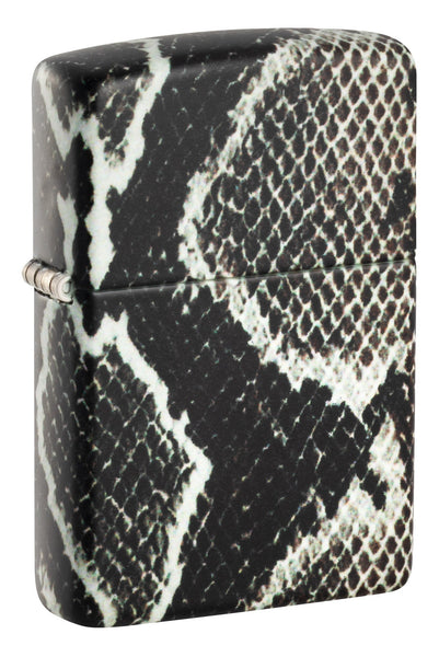 Front shot of Snake Skin Design 540 Color Windproof Lighter standing at a 3/4 angle.