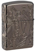Back shot of Wicca Design Armor® Black Ice® Windproof Lighter standing at a 33/4 angle.