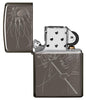Bholenath Design Windproof Pocket Lighter with its lid open and unlit.