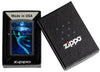 Black Light Loch Ness Design Black Matte Windproof Lighter in its packaging.