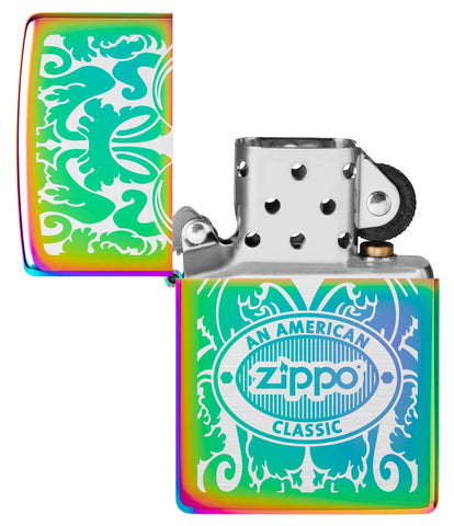 Zippo American Classic Windproof Lighter with its lid open and unlit.