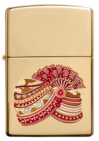 Front view of Indian Wedding Design Windproof Pocket Lighter.