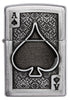Front view of Ace Of Spades Emblem Brushed Chrome Windproof Lighter.