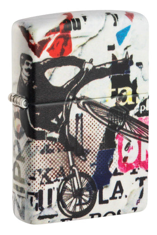 Front shot of Zippo Pop Art Design 540 Color Windproof Lighter standing at a 3/4 angle.