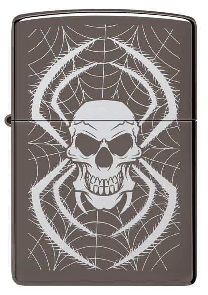 Front view of Zippo Skull Spider Design Windproof Lighter