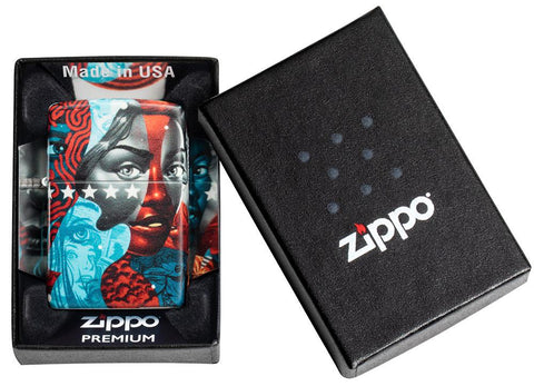 Tristan Eaton 540 Color Windproof Lighter in its premium packaging