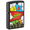 Front shot of Zippo Comic Design Windproof Lighter standing at a 3/4 angle.