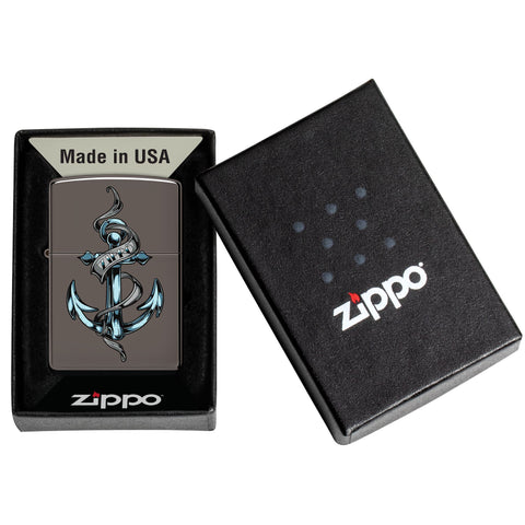 Tattoo Anchor Windproof Lighter in its packaging.