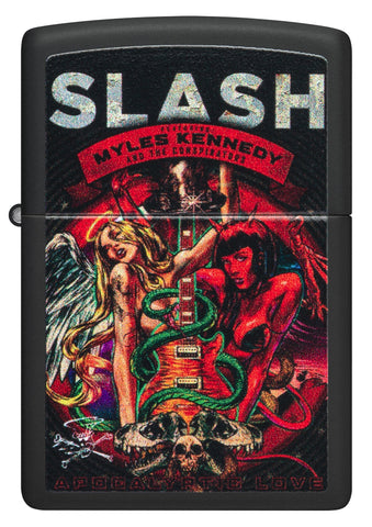 Front shot of Slash Design Black Matte Windproof Lighter.