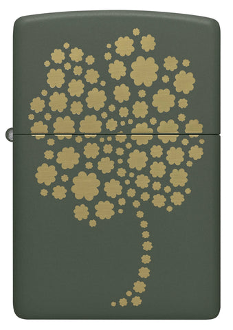 Front view of Zippo Four Leaf Clover Design Windproof Lighter.