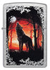 Front view of Zippo Wolf Moon Trees Windproof Lighter.