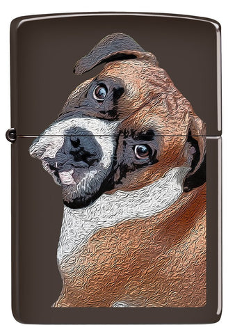 Front view of Boxer Dog Design Windproof Pocket Lighter.