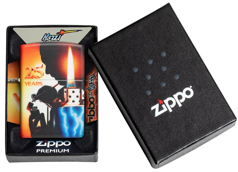 Mazzi® 25th Anniversary 540 Color Windproof Lighter in its packaging.