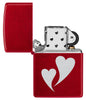 Zippo Double Hearts Windproof Lighter with its lid open and unlit.
