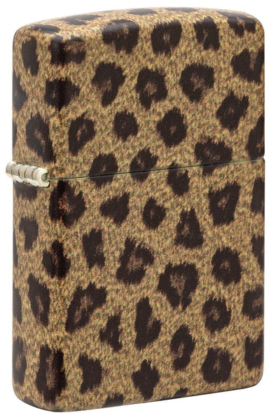 Front shot of Leopard Print 540 Color Windproof Lighter standing at a 3/4 angle