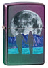 Front shot of Moon Couple Design Iridescent Windproof Lighter standing at a 3/4 angle
