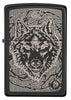 Front of Anne Stokes Wolf High Polish Black Windproof Lighter