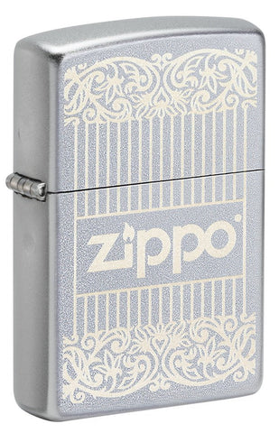 Front view of Zippo Design Windproof Pocket Lighter standing at a 3/4 angle.