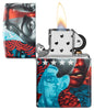 Tristan Eaton 540 Color Windproof Lighter with its lid open and lit