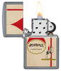 Zippo Design Windproof Lighter with its lid open and lit.