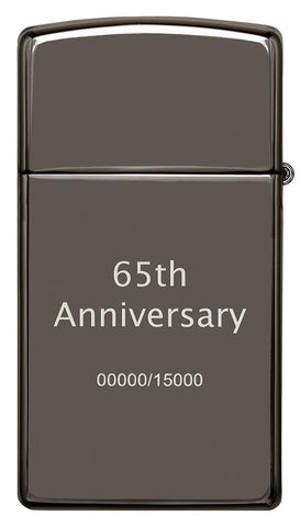 Back view of Slim® Black Ice® 65th Anniversary Collectible Windproof Lighter.