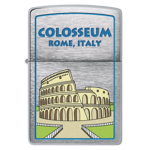 Front shot of Colosseum Design Windproof Lighter.