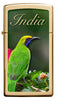 Front view of Slim Green Bird Design Windproof Pocket Lighter.