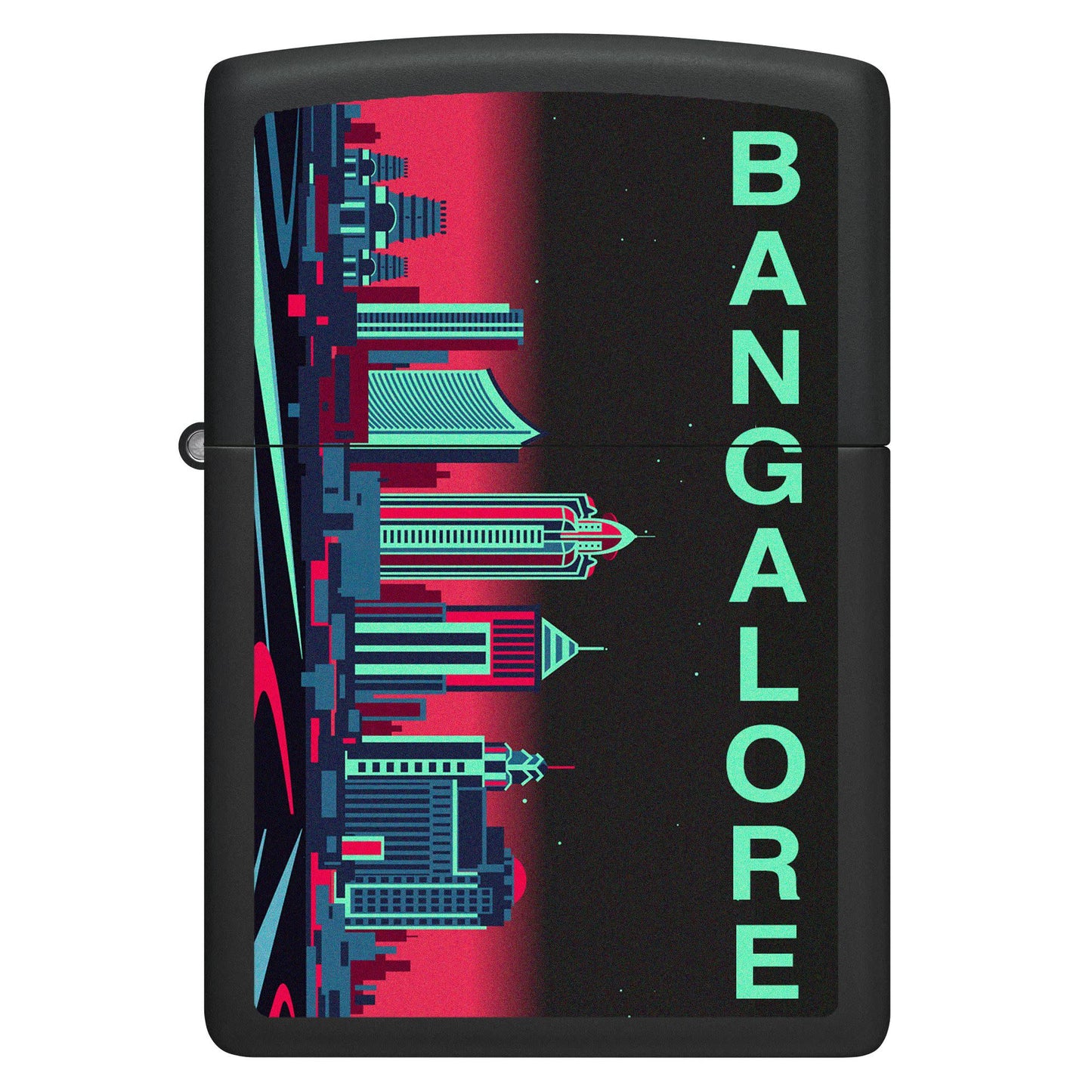 Front shot of Bangalore Skyline Design Windproof Lighter.